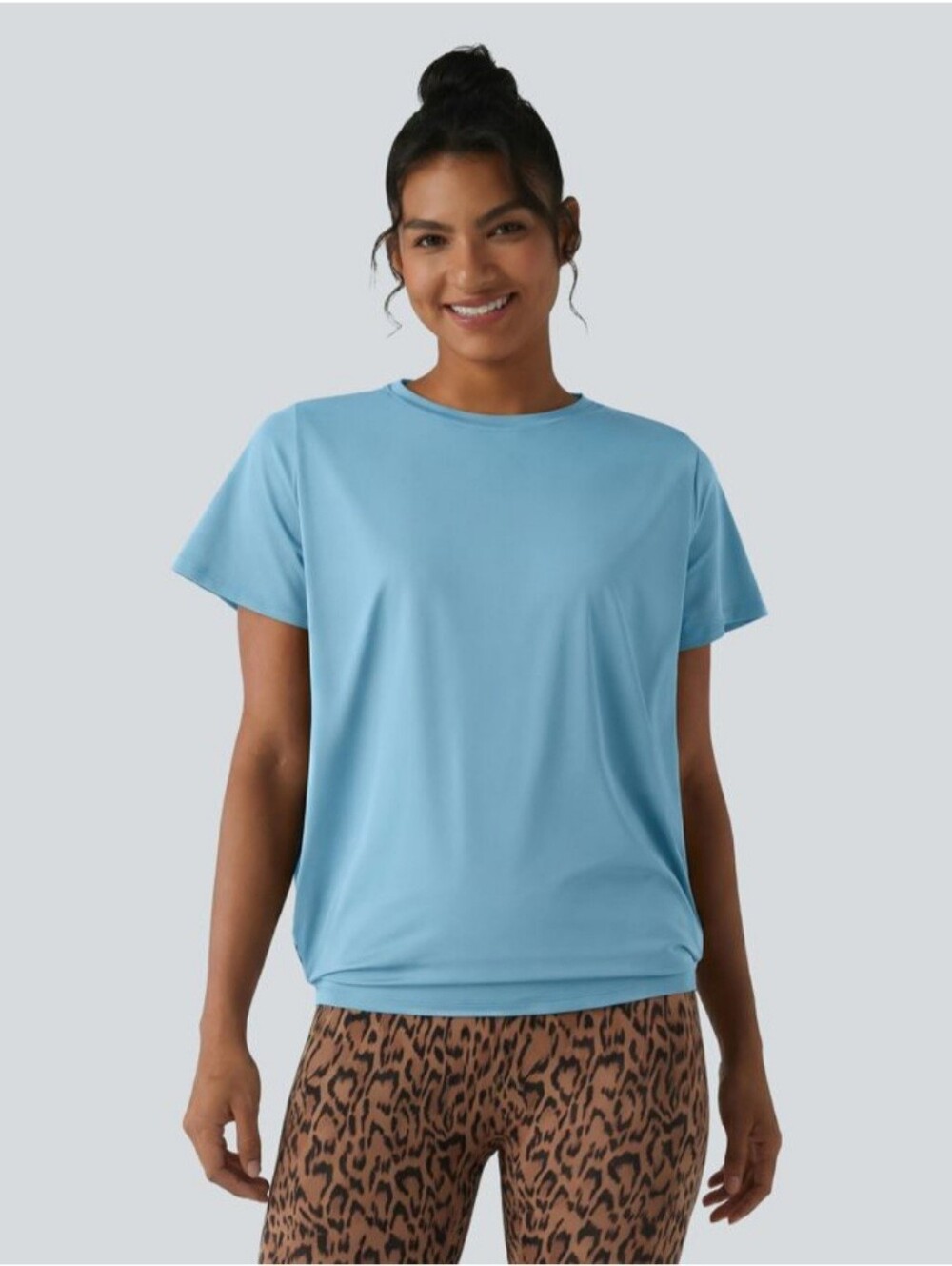 Halara Round Neck Short Sleeve Ruched Cool Touch Yoga Sports Top
